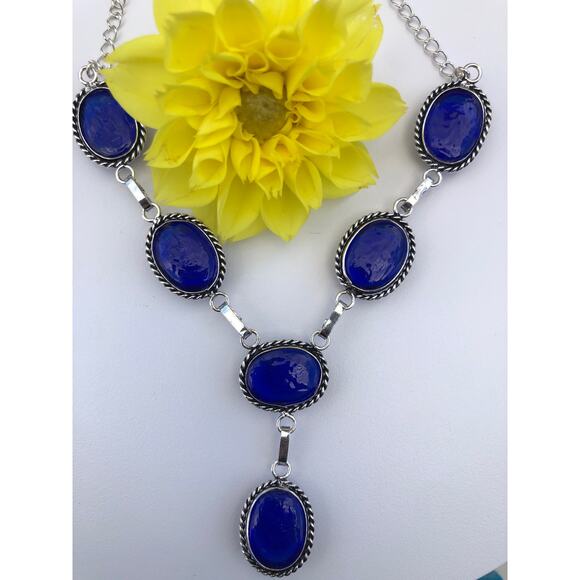 Blue Evil Eye Mati Handmade Glass Beads Necklace - Picture 5 of 6